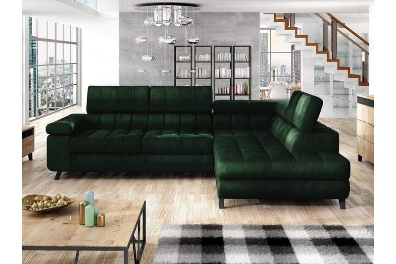 Amshyttan Sofa med Sjeselong 3-seter - Grønn - Møbler - Sofaer - Sofa med sjeselong