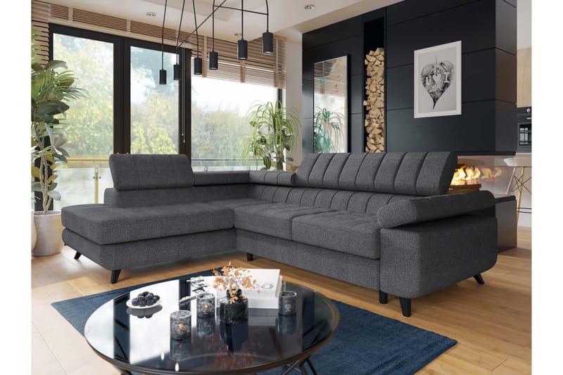 Amshyttan Sofa med Sjeselong 3-seter - Mørk grå - Møbler - Sofaer - Sofa med sjeselong