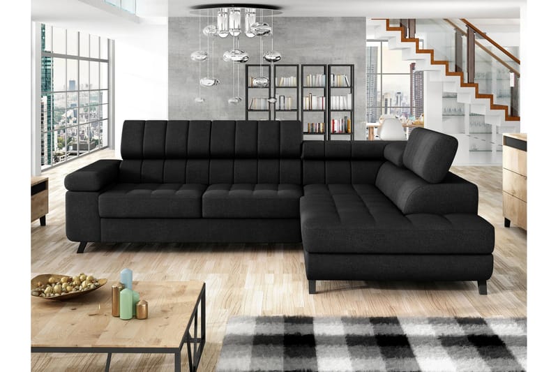 Amshyttan Sofa med Sjeselong 3-seter - Svart - Møbler - Sofaer - Sofa med sjeselong