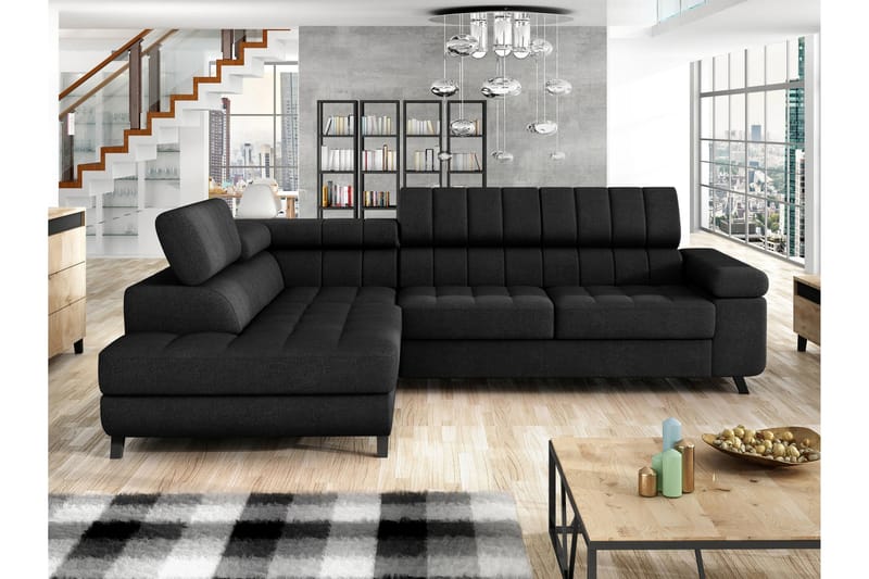 Amshyttan Sofa med Sjeselong 3-seter - Svart - Møbler - Sofaer - Sofa med sjeselong