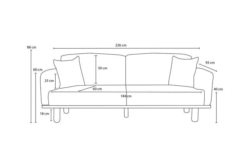 Arman 3-seters Sofa - Antrasitt - Møbler - Sofaer - Sofa 3 seter