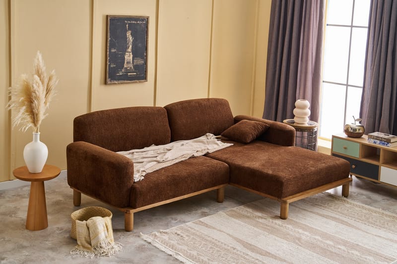 Arman 4-seters Sofa med Divan - Brun - Møbler - Sofaer - Sofa med sjeselong