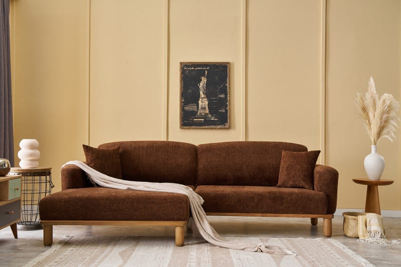 Arman 4-seters Sofa med Divan - Brun - Møbler - Sofaer - Sofa med sjeselong