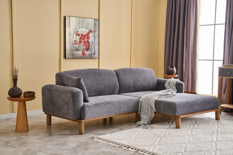 Arman 4-seters Sofa med Divan - Grå - Møbler - Sofaer - Sofa med sjeselong