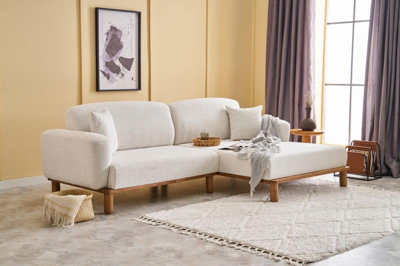 Arman 4-seters Sofa med Divan - Krem - Møbler - Sofaer - Sofa med sjeselong