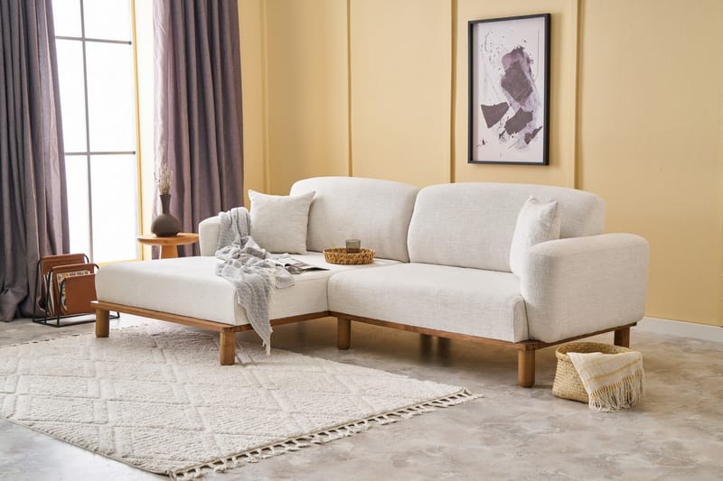 Arman 4-seters Sofa med Divan - Krem - Møbler - Sofaer - Sofa med sjeselong