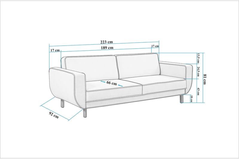 Austen 3-seters Sovesofa - Grå - Møbler - Sofaer - Sovesofaer