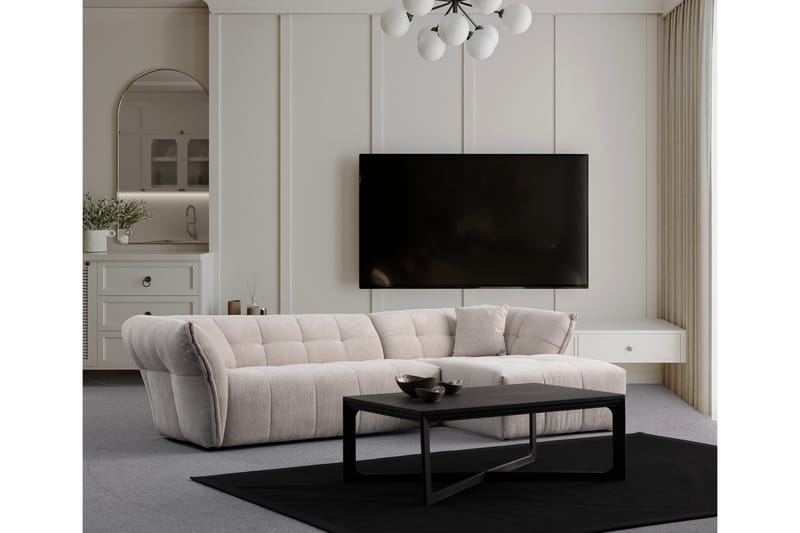 Azzo 4-seters Sofa med Divan - Hvit - Møbler - Sofaer - Sofa med sjeselong