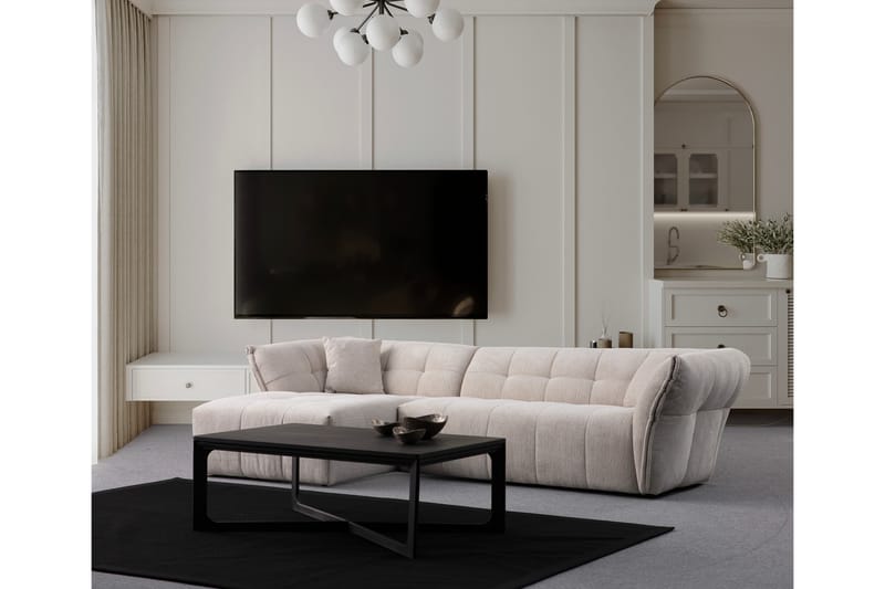 Azzo 4-seters Sofa med Divan - Hvit - Møbler - Sofaer - Sofa med sjeselong