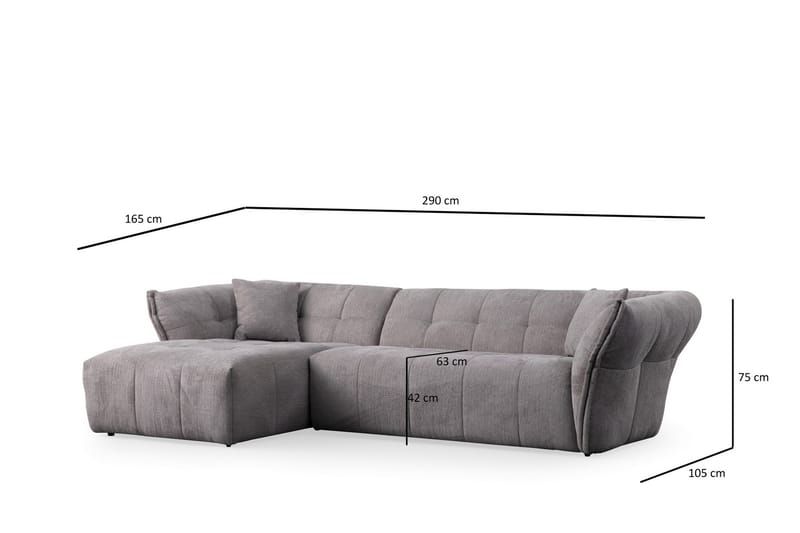 Azzo 4-seters Sofa med Divan - Lysegrå - Møbler - Sofaer - Sofa med sjeselong