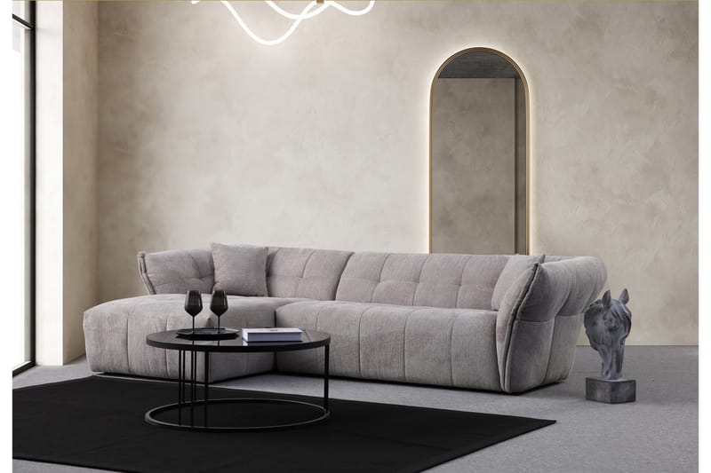 Azzo 4-seters Sofa med Divan - Lysegrå - Møbler - Sofaer - Sofa med sjeselong