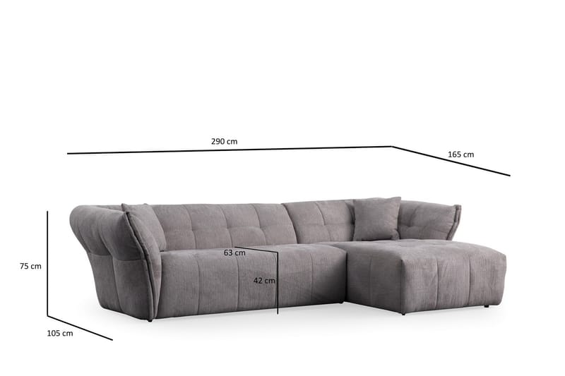 Azzo 4-seters Sofa med Divan - Lysegrå - Møbler - Sofaer - Sofa med sjeselong