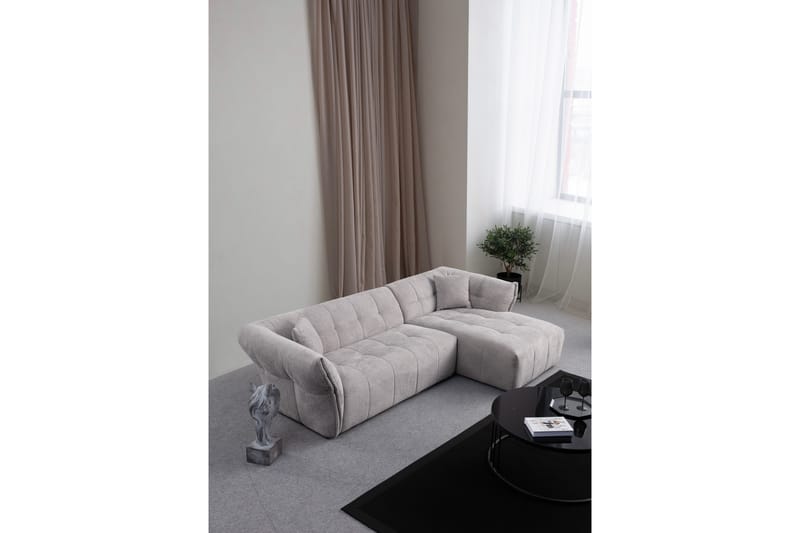 Azzo 4-seters Sofa med Divan - Lysegrå - Møbler - Sofaer - Sofa med sjeselong