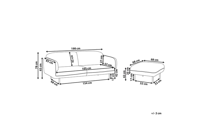 Balint Sofa 3-seter - Hvit/Svart - Møbler - Sofaer - Sofa 3 seter