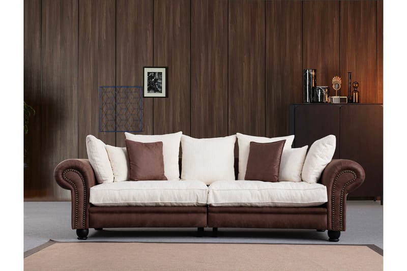 Belia 3-seters Sofa - Brun/Hvit - Møbler - Sofaer - Sofa 3 seter