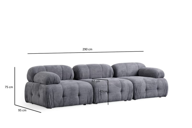 Bengul Sofa 3-seter - Grå - Møbler - Sofaer - Sofa 3 seter