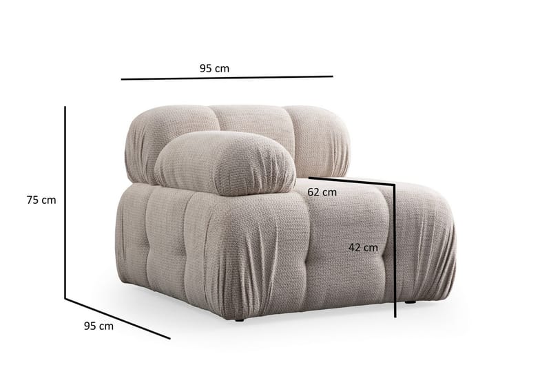 Bengul Sofa med Sjeselong 2-seter - Krem - Møbler - Sofaer - Sofa med sjeselong