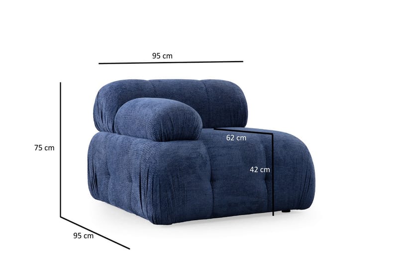 Bengul Sofa med Sjeselong 3-seter - Blå - Møbler - Sofaer - Sofa med sjeselong