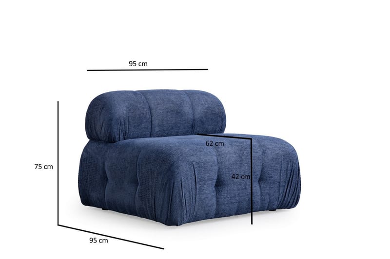 Bengul Sofa med Sjeselong 3-seter - Blå - Møbler - Sofaer - Sofa med sjeselong