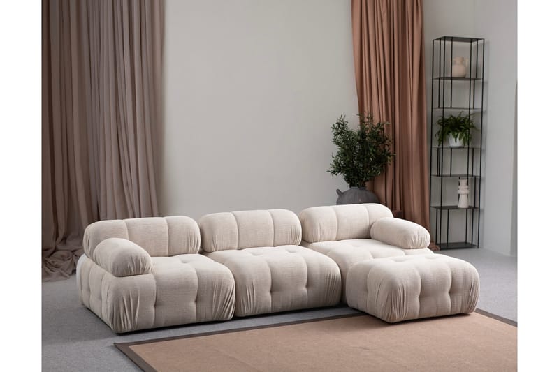 Bengul Sofa med Sjeselong 3-seter - Krem - Møbler - Sofaer - Sofa med sjeselong