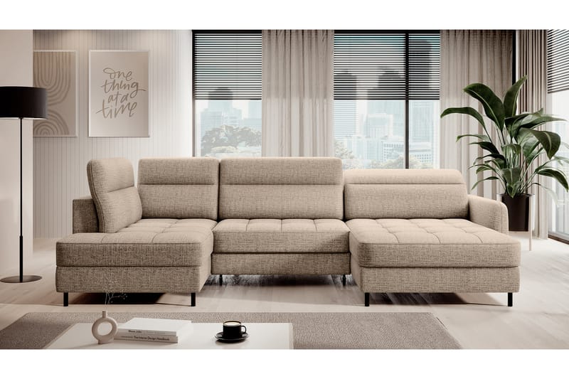 Berrto Sofa med Divan og Sjeselong 5-seters - Beige - Møbler - Sofaer - U-sofa