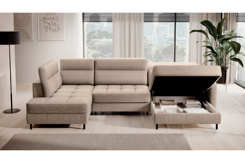 Berrto Sofa med Divan og Sjeselong 5-seters - Beige - Møbler - Sofaer - U-sofa