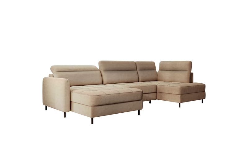 Berrto Sofa med Divan og Sjeselong 5-seters - Beige - Møbler - Sofaer - U-sofa