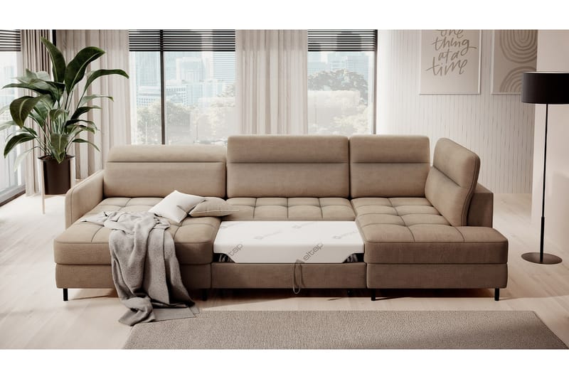 Berrto Sofa med Divan og Sjeselong 5-seters - Beige - Møbler - Sofaer - U-sofa