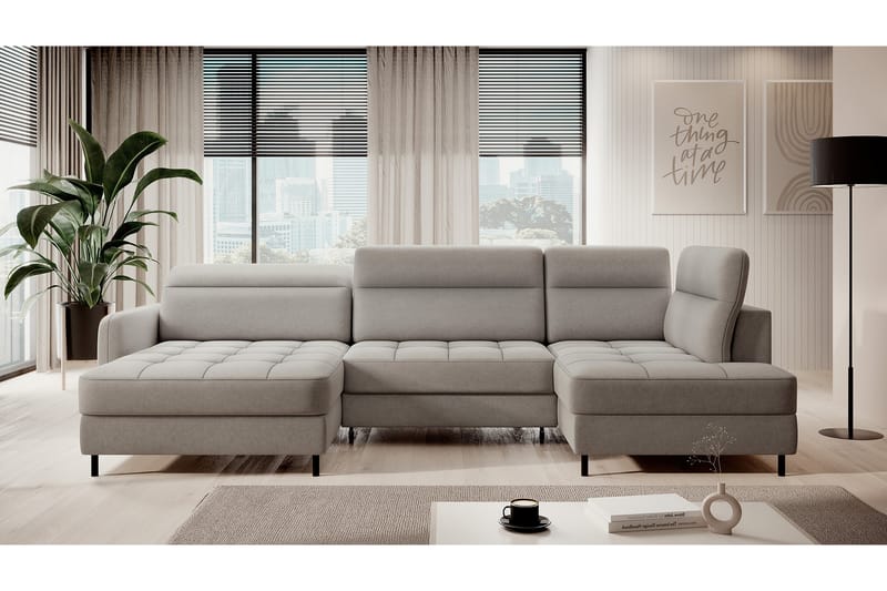 Berrto Sofa med Divan og Sjeselong 5-seters - Beige - Møbler - Sofaer - U-sofa