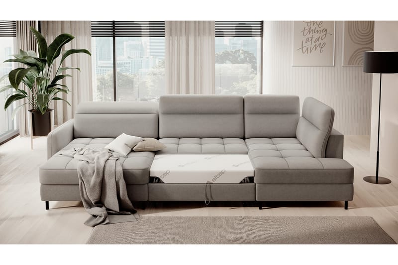 Berrto Sofa med Divan og Sjeselong 5-seters - Beige - Møbler - Sofaer - U-sofa