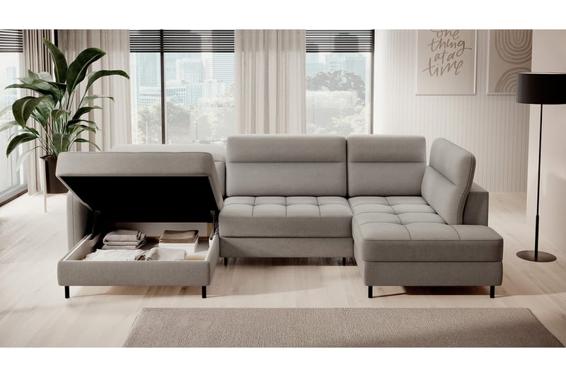 Berrto Sofa med Divan og Sjeselong 5-seters - Beige - Møbler - Sofaer - U-sofa