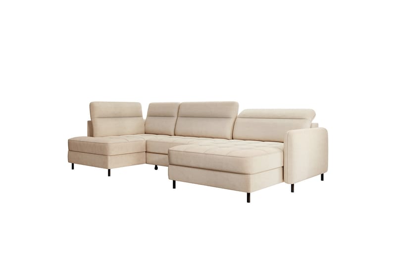 Berrto Sofa med Divan og Sjeselong 5-seters - Beige - Møbler - Sofaer - U-sofa