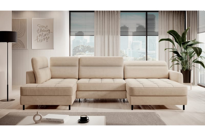 Berrto Sofa med Divan og Sjeselong 5-seters - Beige - Møbler - Sofaer - U-sofa