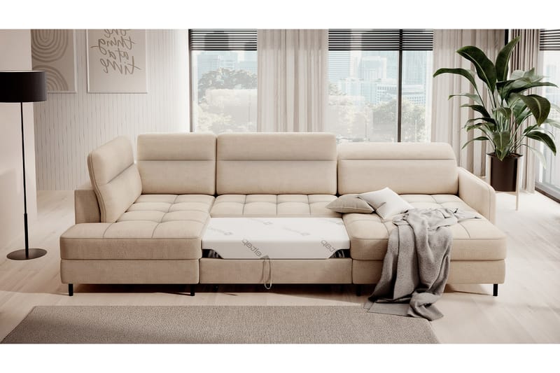 Berrto Sofa med Divan og Sjeselong 5-seters - Beige - Møbler - Sofaer - U-sofa