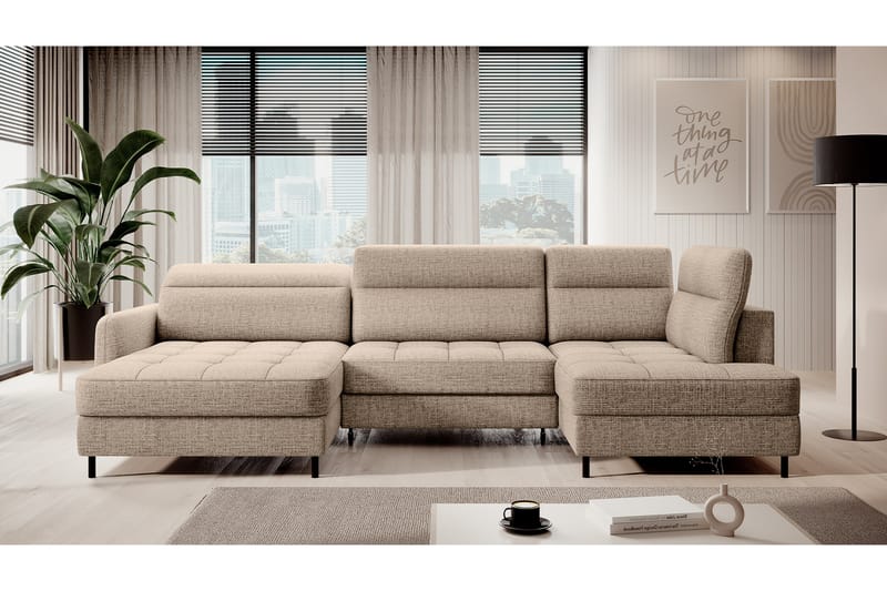 Berrto Sofa med Divan og Sjeselong 5-seters - Beige - Møbler - Sofaer - U-sofa