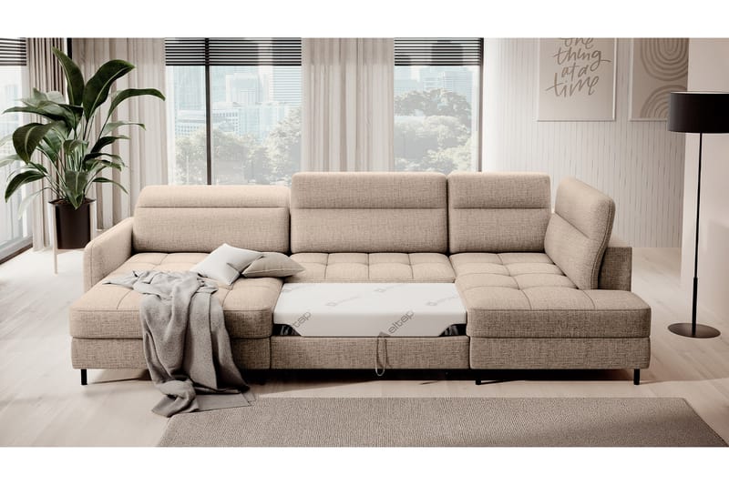 Berrto Sofa med Divan og Sjeselong 5-seters - Beige - Møbler - Sofaer - U-sofa