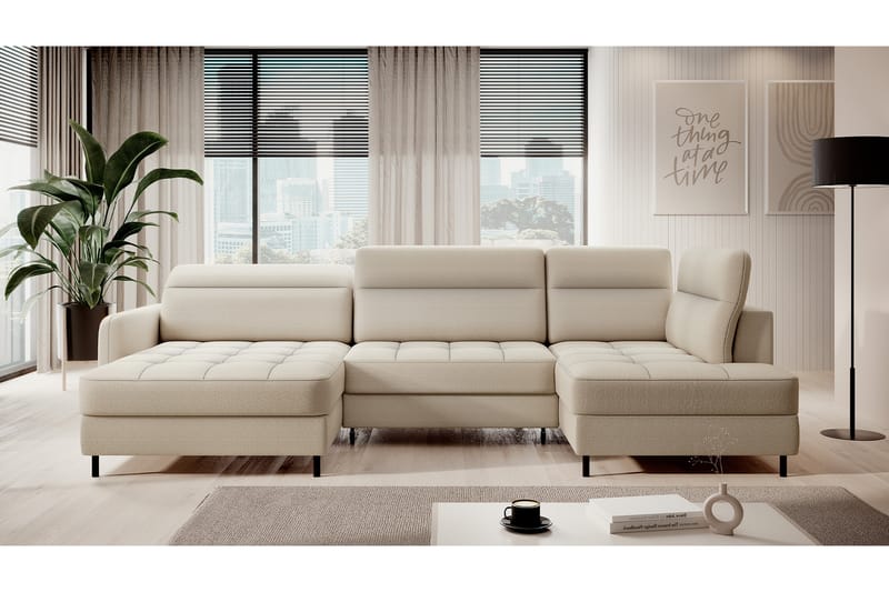 Berrto Sofa med Divan og Sjeselong 5-seters - Beige - Møbler - Sofaer - U-sofa