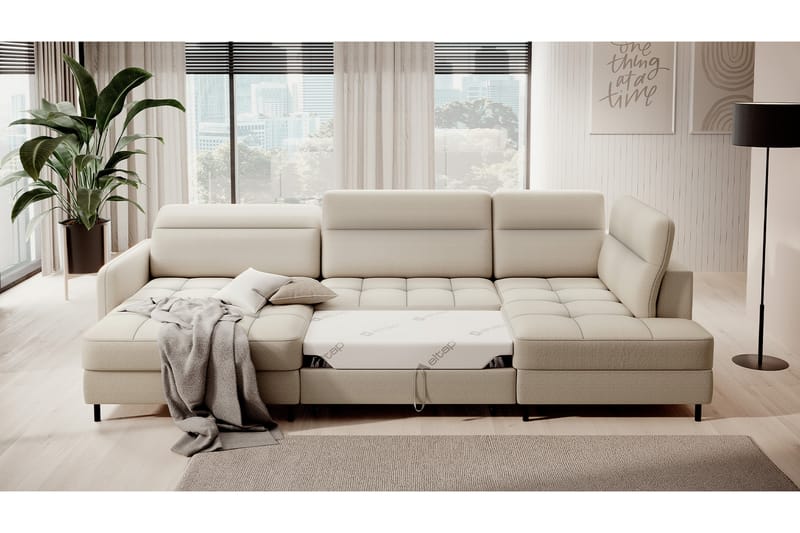 Berrto Sofa med Divan og Sjeselong 5-seters - Beige - Møbler - Sofaer - U-sofa