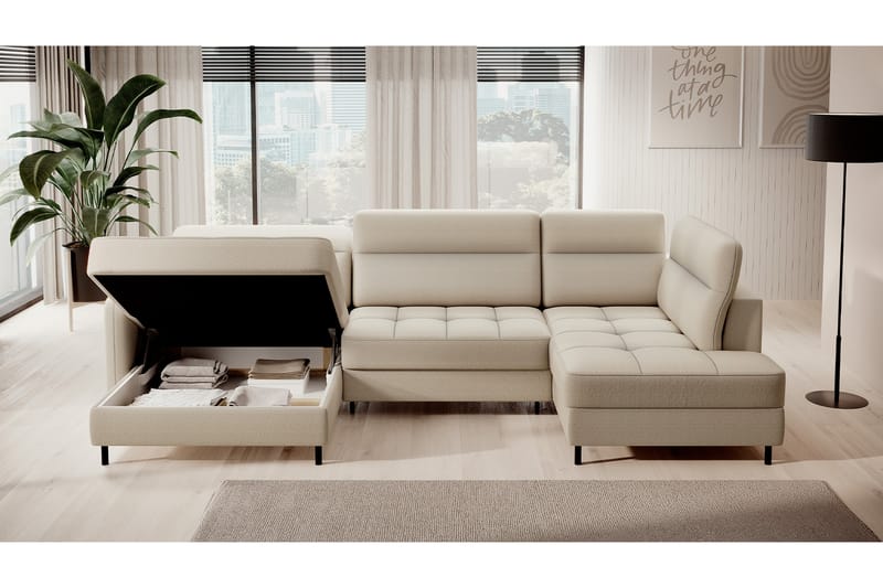 Berrto Sofa med Divan og Sjeselong 5-seters - Beige - Møbler - Sofaer - U-sofa