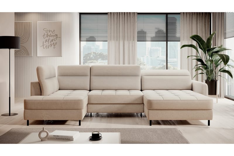 Berrto Sofa med Divan og Sjeselong 5-seters - Beige - Møbler - Sofaer - U-sofa