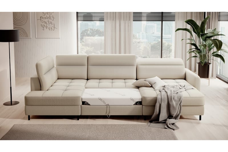 Berrto Sofa med Divan og Sjeselong 5-seters - Beige - Møbler - Sofaer - U-sofa