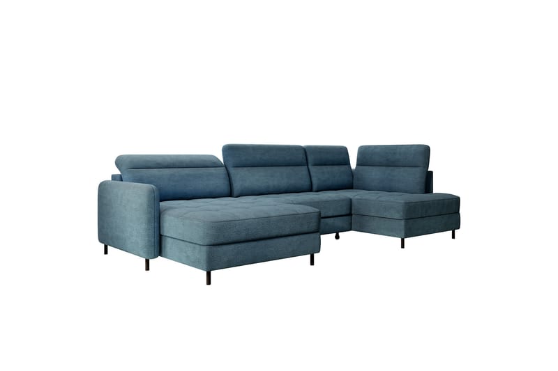 Berrto Sofa med Divan og Sjeselong 5-seters - Blå - Møbler - Sofaer - U-sofa