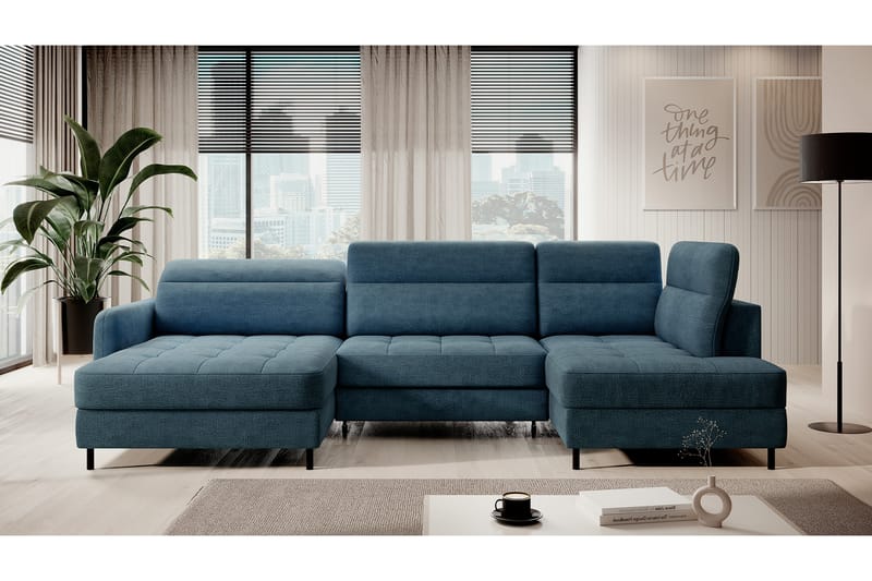 Berrto Sofa med Divan og Sjeselong 5-seters - Blå - Møbler - Sofaer - U-sofa