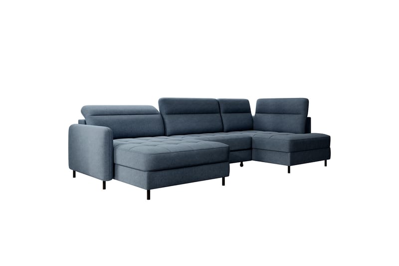 Berrto Sofa med Divan og Sjeselong 5-seters - Blå - Møbler - Sofaer - U-sofa