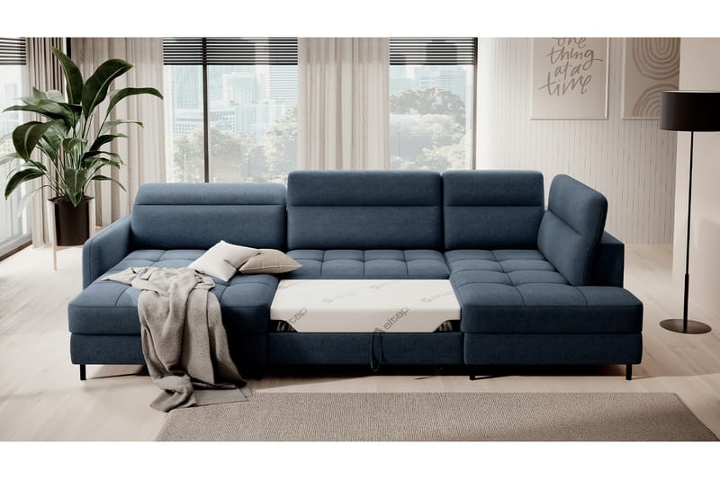 Berrto Sofa med Divan og Sjeselong 5-seters - Blå - Møbler - Sofaer - U-sofa