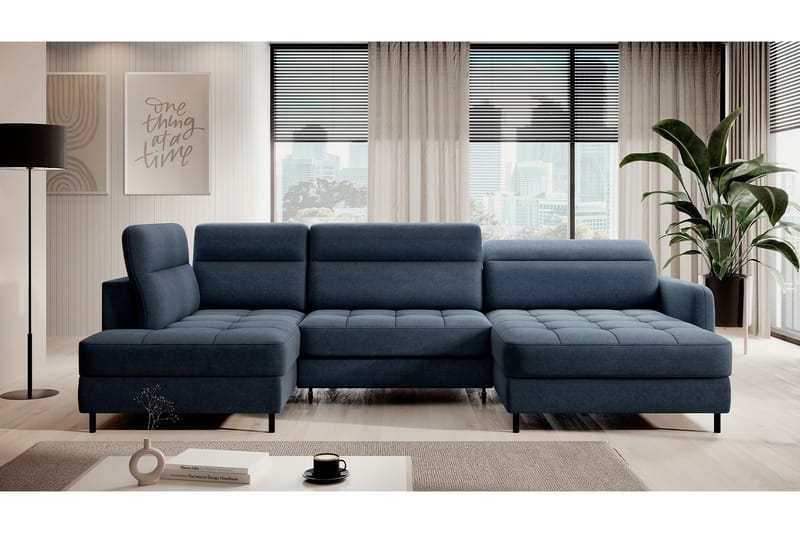 Berrto Sofa med Divan og Sjeselong 5-seters - Blå - Møbler - Sofaer - U-sofa