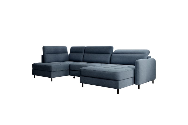 Berrto Sofa med Divan og Sjeselong 5-seters - Blå - Møbler - Sofaer - U-sofa