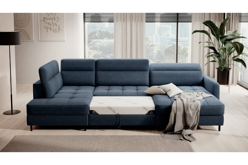 Berrto Sofa med Divan og Sjeselong 5-seters - Blå - Møbler - Sofaer - U-sofa