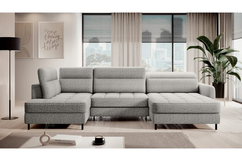 Berrto Sofa med Divan og Sjeselong 5-seters - Grå - Møbler - Sofaer - U-sofa