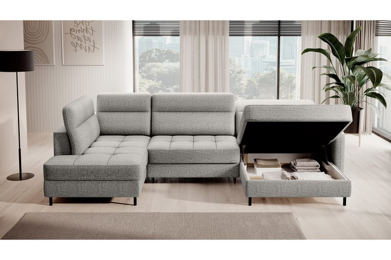 Berrto Sofa med Divan og Sjeselong 5-seters - Grå - Møbler - Sofaer - U-sofa